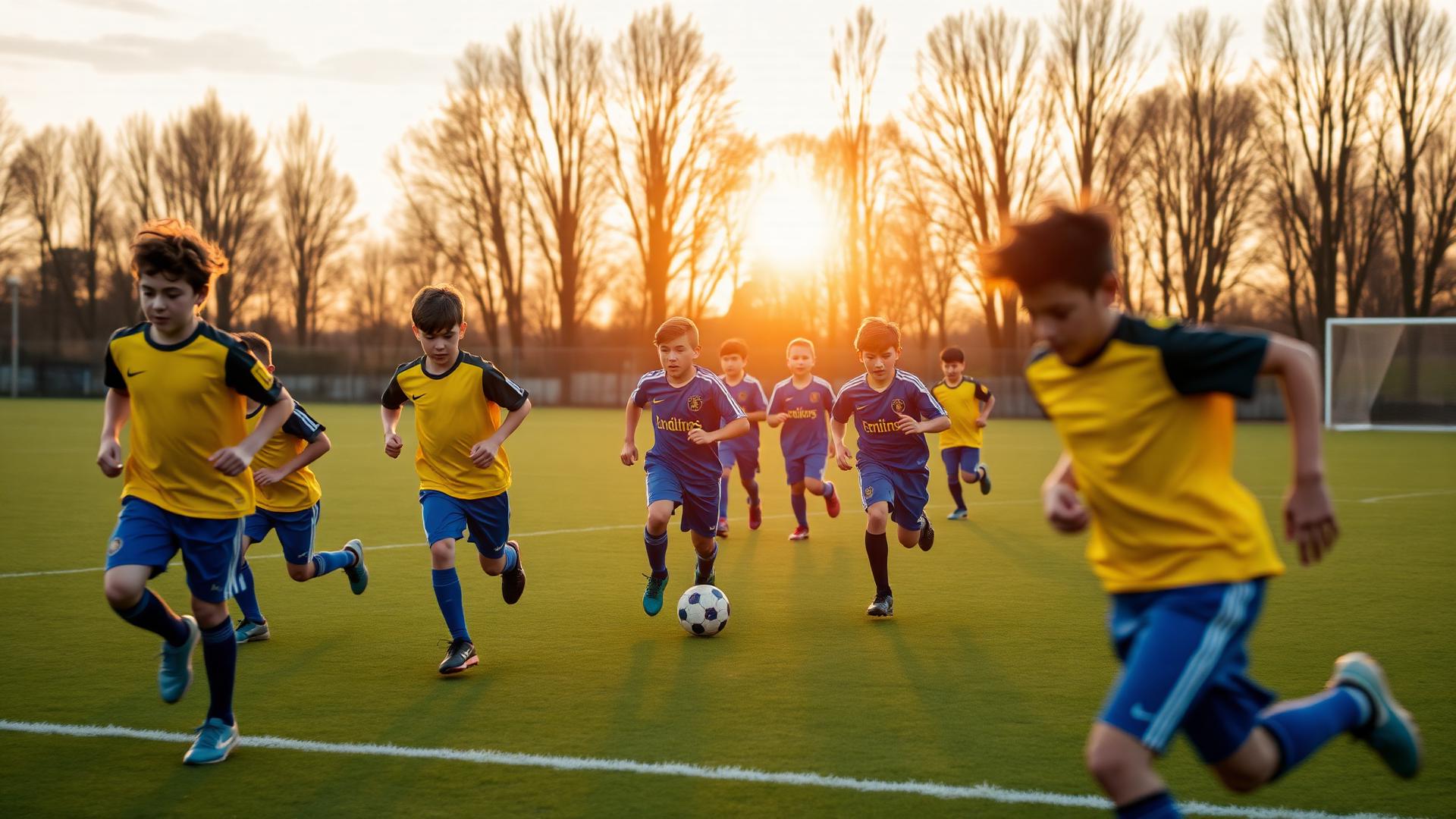 Młodzi piłkarze AKS FC Płochocin na treningu